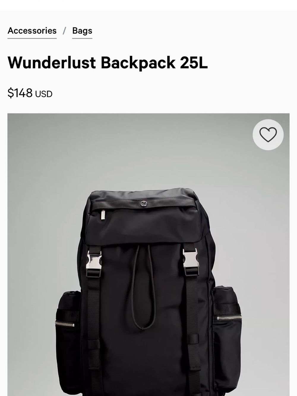 lululemon athletica Black Wunderlust Roll-Top Backpack